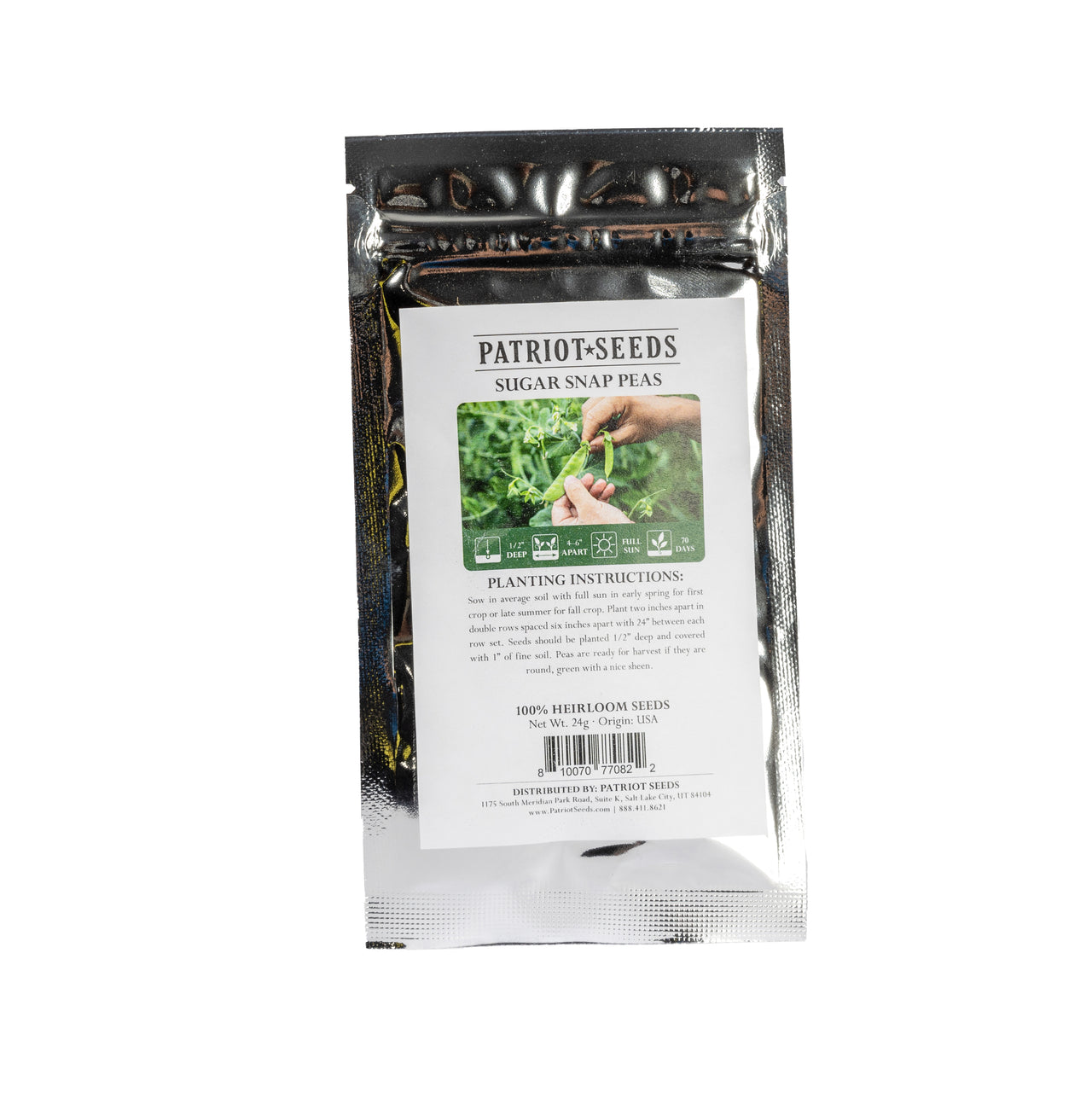 heirloom sugar snap peas in pouch