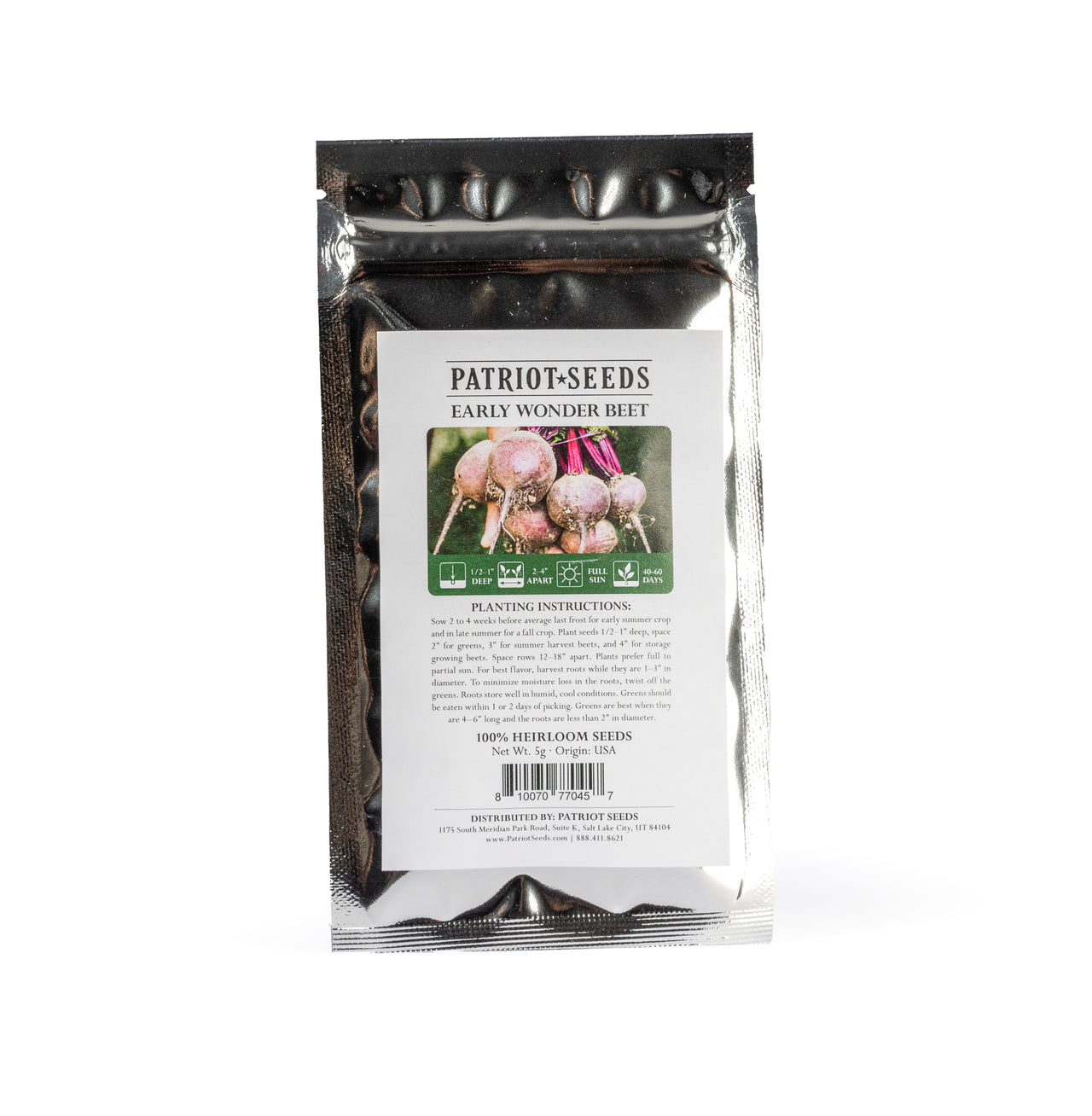 heirloom early wonder beet seed pouch