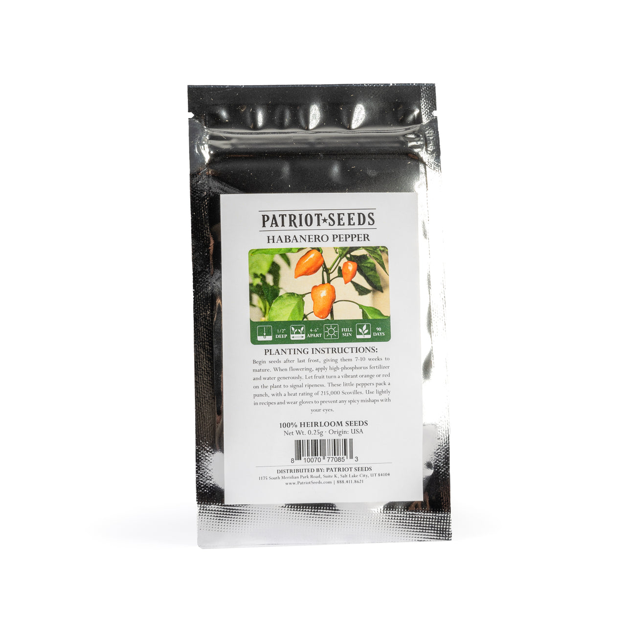 heirloom habanero pepper seed pouch