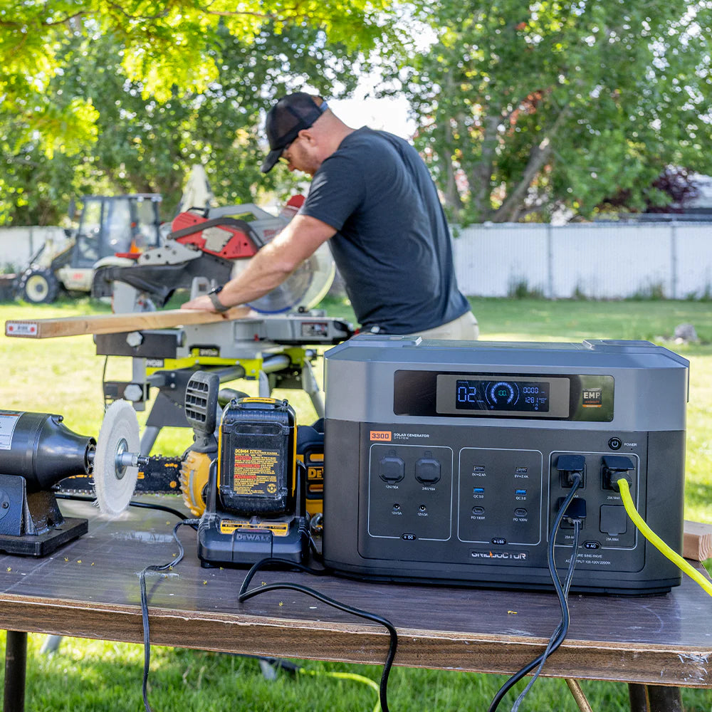 3300 Solar Generator System w/ EMP Intercept Technology + FREE Waterproof 200W Solar Panel by Grid Doctor