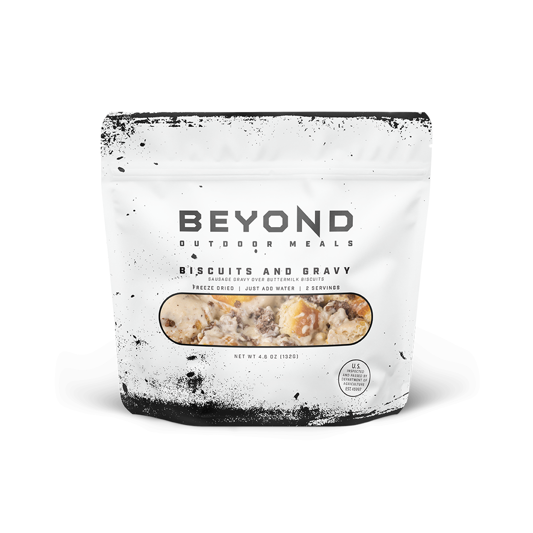 Biscuits & Gravy Pouch by Beyond Outdoor Meals (710 Calories, 2 Servings) - Shot Show