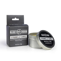 Thumbnail for citronella candle by ready hour sitting next to packaging 