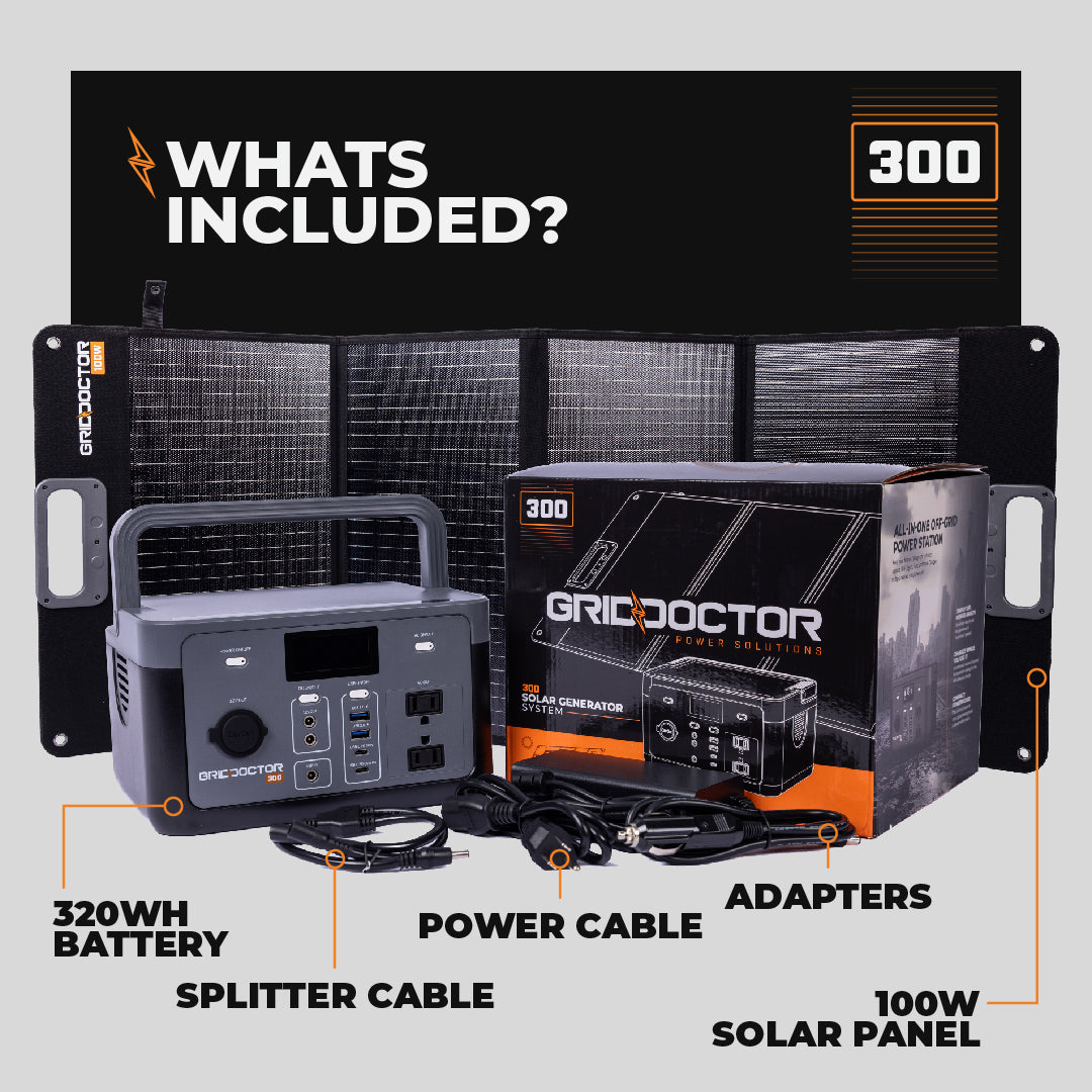 Grid Doctor 300 Solar Generator System + FREE 100W Solar Panel