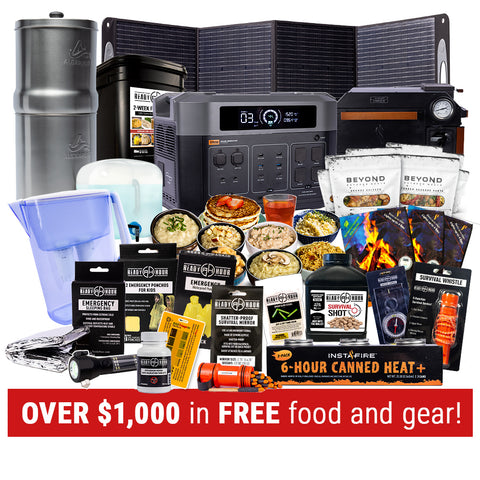 Image of Independence Day Bundle featuring Grid Doctor 3300 Solar Generator System and $1,000 in free emergency supplies