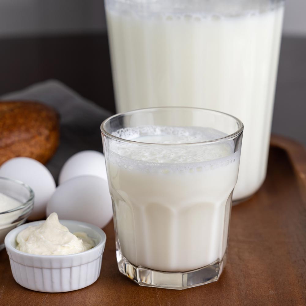 Containers of powdered milk and eggs