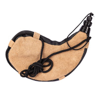 Thumbnail for Tan leather bota bag with a black carrying cord on a white background.