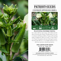 Thumbnail for heirloom clemson spineless okra product label