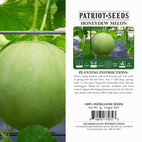 Thumbnail for heirloom honeydew melon seeds package label