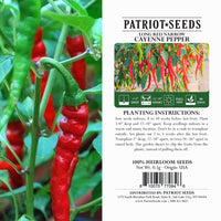 Thumbnail for heirloom long red narrow cayenne pepper package label