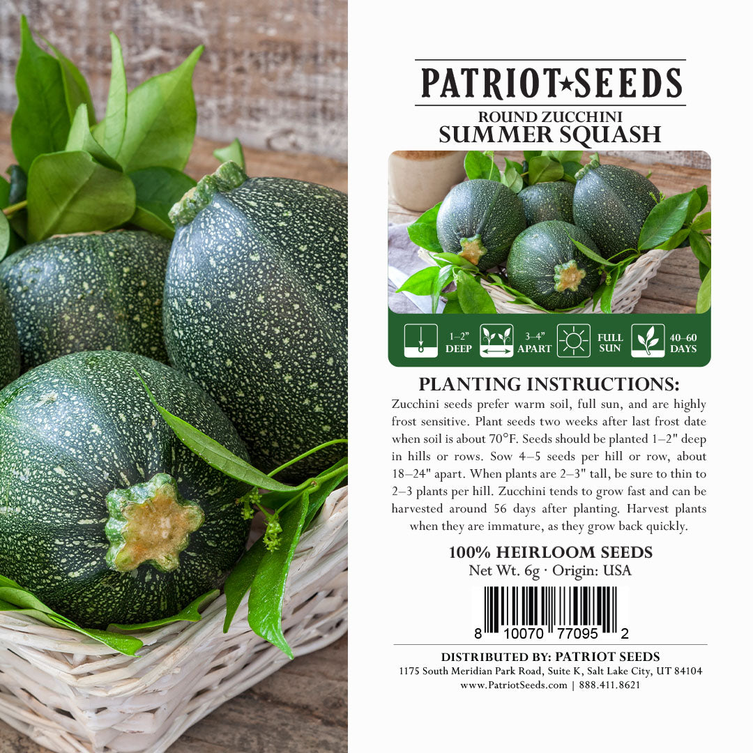 heirloom round zucchini summer squash pouch