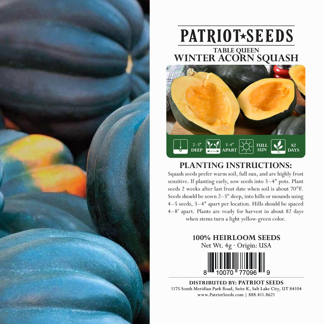 heirloom table queen winter acorn squash package label