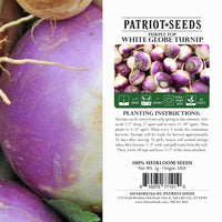 Thumbnail for heirloom purple top white globe turnip packaging label