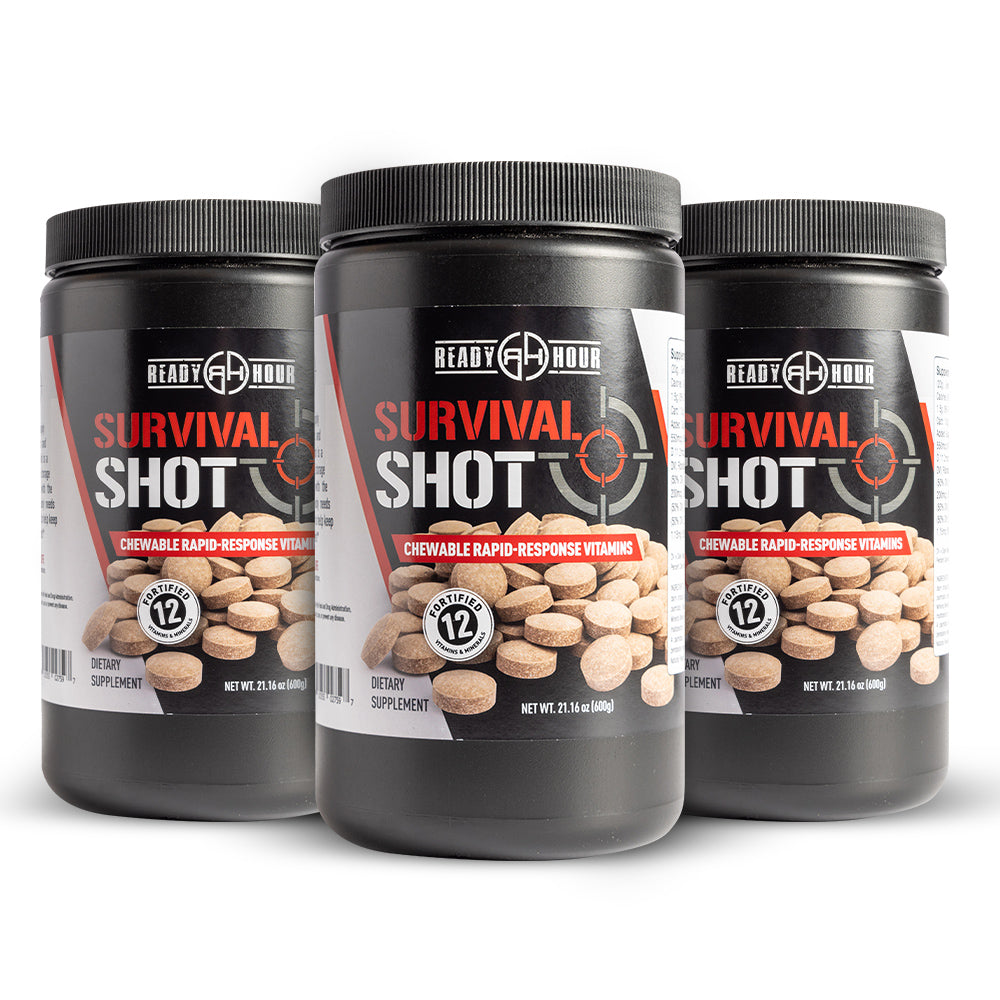 Survival Shot by Ready Hour - Emergency Food Supplement (30 day, 180 ct.) - 3 pack