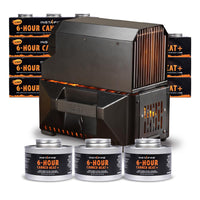 Thumbnail for VESTA Self-Powered Indoor Space Heater & Stove PLUS Canned Heat & Cooking Fuel by InstaFire (Eight 3-packs, total 24 cans) - Special Offer