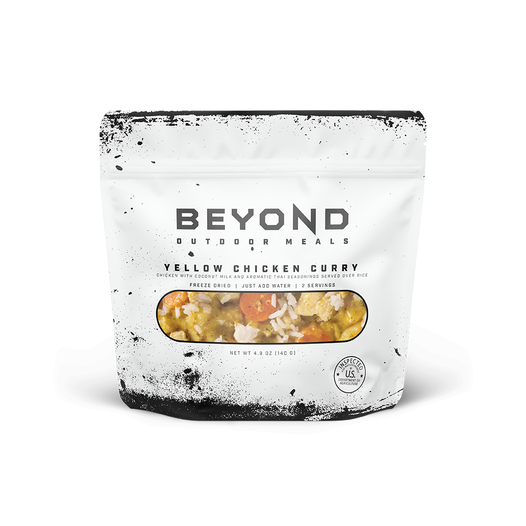 Yellow Chicken Curry pouch meal by Beyond Outdoor Meals.