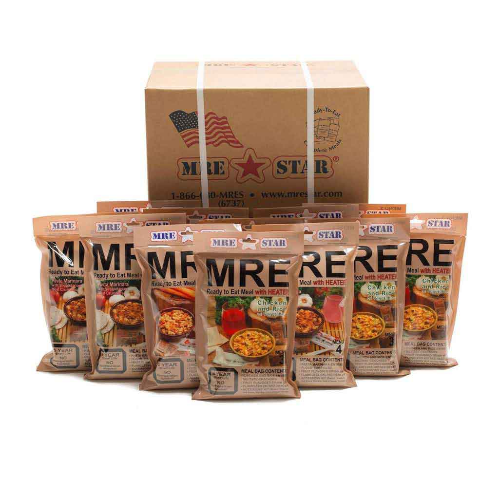 MRE Case Pack with Heaters (12 meals - 1,100 to 1,300 calories per mea - My  Patriot Supply