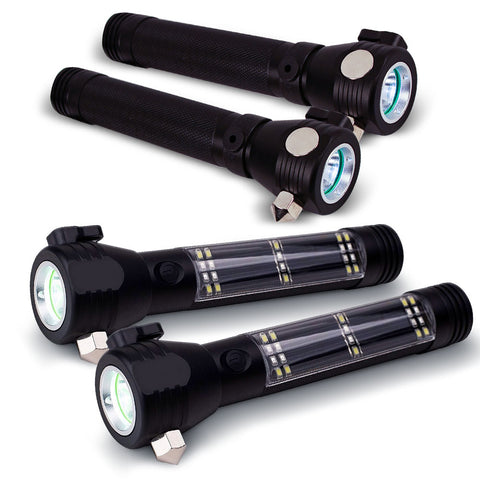 Image of 9-in-1 Multi-Function LED Solar Rechargeable Flashlight (4-pack)
