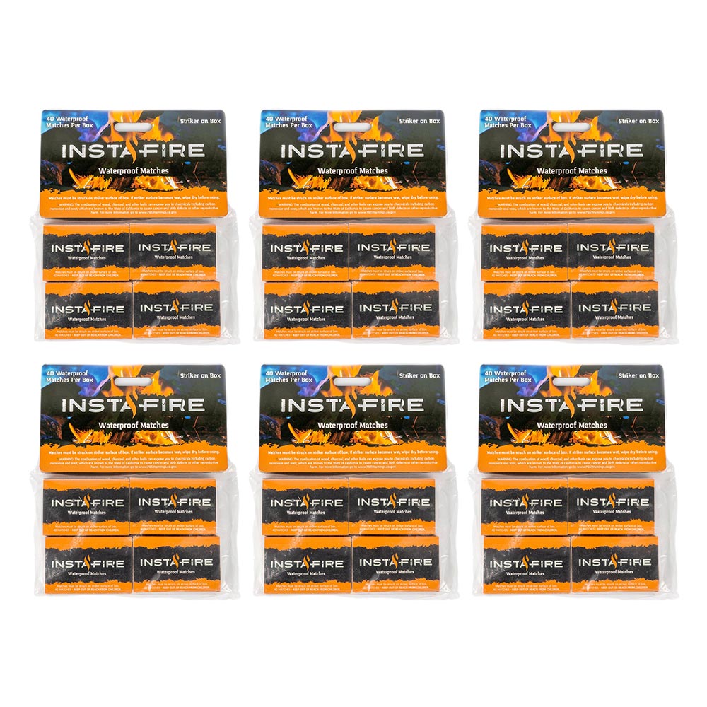 Waterproof Matches by InstaFire (Six 4-packs, total of 24 matchboxes)