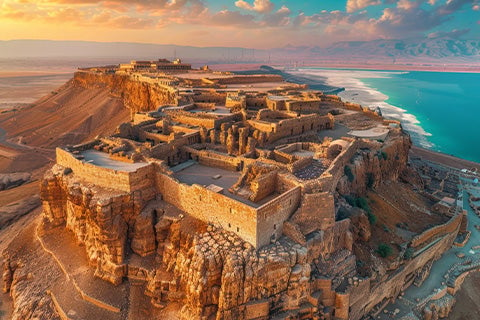 Picture of Masada, a large and ancient city built in the Middle East.