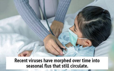 Recent viruses have morphed over time into seasonal flus that still circulate.