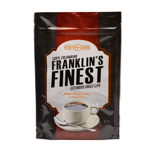 Image of Franklin's Finest Survival Coffee (720 servings, 1 bucket) with Aluminum Coffee Pot