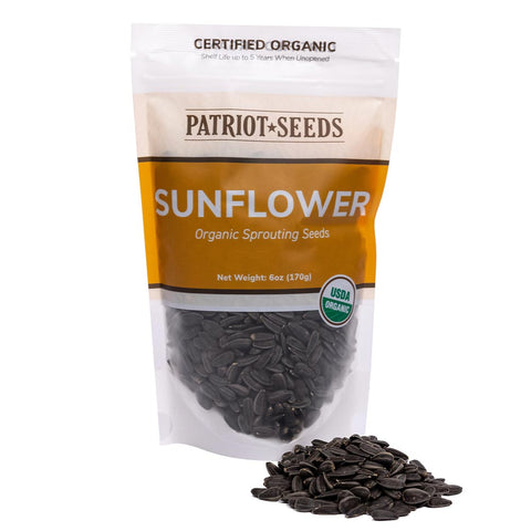 Image of Organic Sunflower Sprouting Seeds by Patriot Seeds (6 ounces)