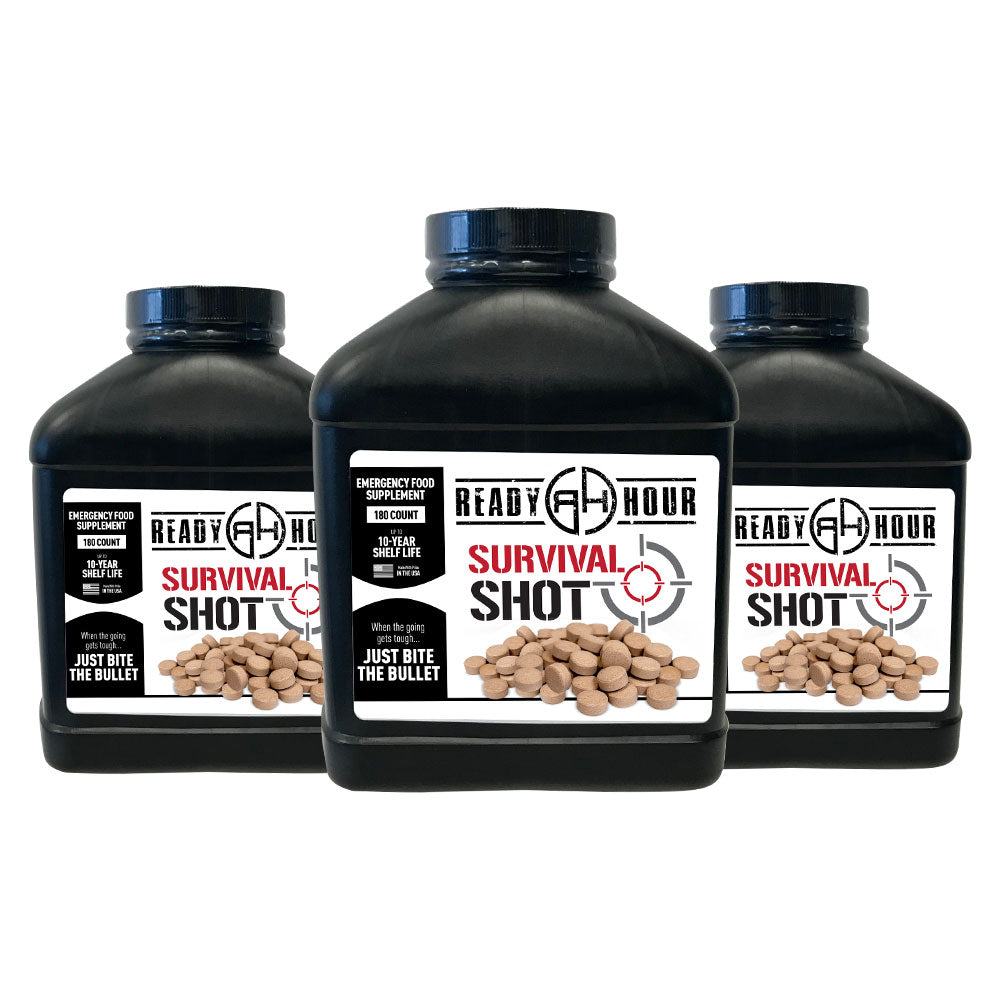 Survival Shot by Ready Hour - Emergency Food Supplement (30 day, 180 ct.) - 3 Pack