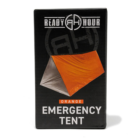 Image of Orange Nylon Emergency Tent with Survival Whistle by Ready Hour