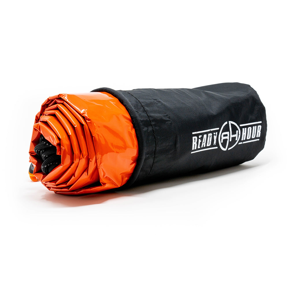 Orange Nylon Emergency Tent with Survival Whistle by Ready Hour